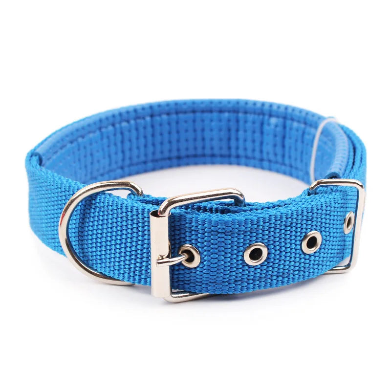 WoofHaven Solid Nylon Dog Collar — Adjustable for Small Medium Large Dogs | Teddy Pitbull Bulldog Beagle | 4 Colors 5 Sizes