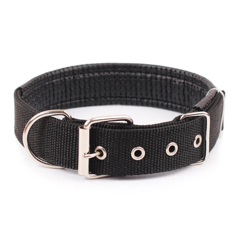 WoofHaven Solid Nylon Dog Collar — Adjustable for Small Medium Large Dogs | Teddy Pitbull Bulldog Beagle | 4 Colors 5 Sizes