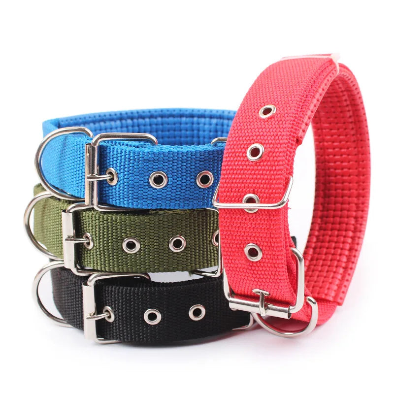 WoofHaven red nylon dog collar for Pitbull Bulldog Beagle
