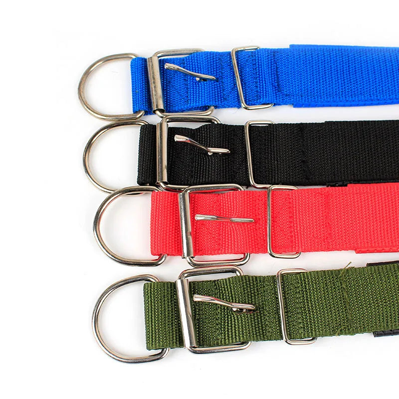 WoofHaven Solid Nylon Dog Collar — Adjustable for Small Medium Large Dogs | Teddy Pitbull Bulldog Beagle | 4 Colors 5 Sizes